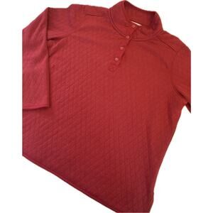 44 Degrees North Pullover Red Quilted Henley Shirt with 4 Snaps Size XL